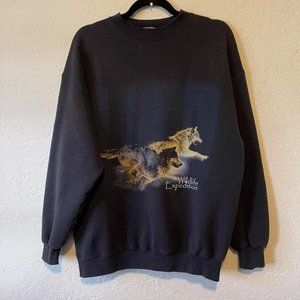 Vintage Wildlife Expedition Nature Cheetah Crewneck Sweatshirt Large